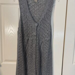 Vertigo Paris Light Gray Crochet Cardigan